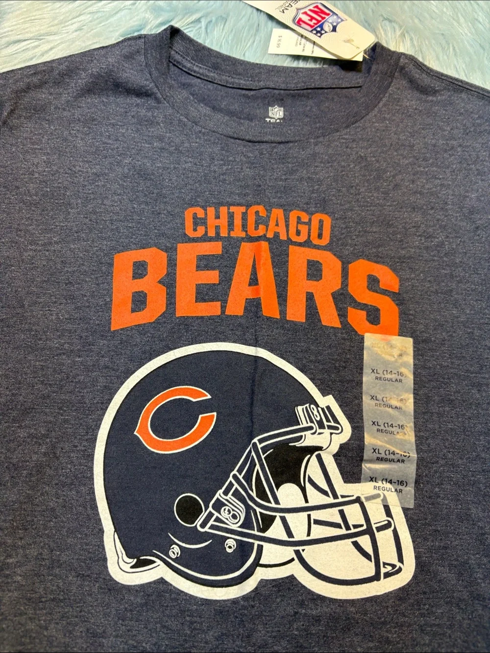 NWT Chicago Bears Kids Navy Blue Graphic Short Tee sz XL